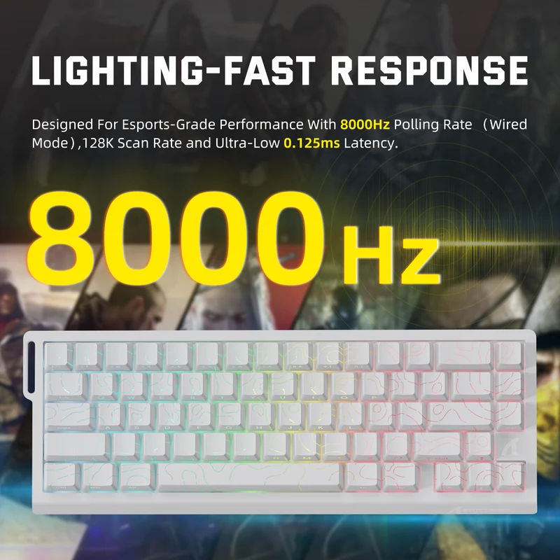 Attack Shark X68 Pro HE Tri-Mode Keyboard - White contour line