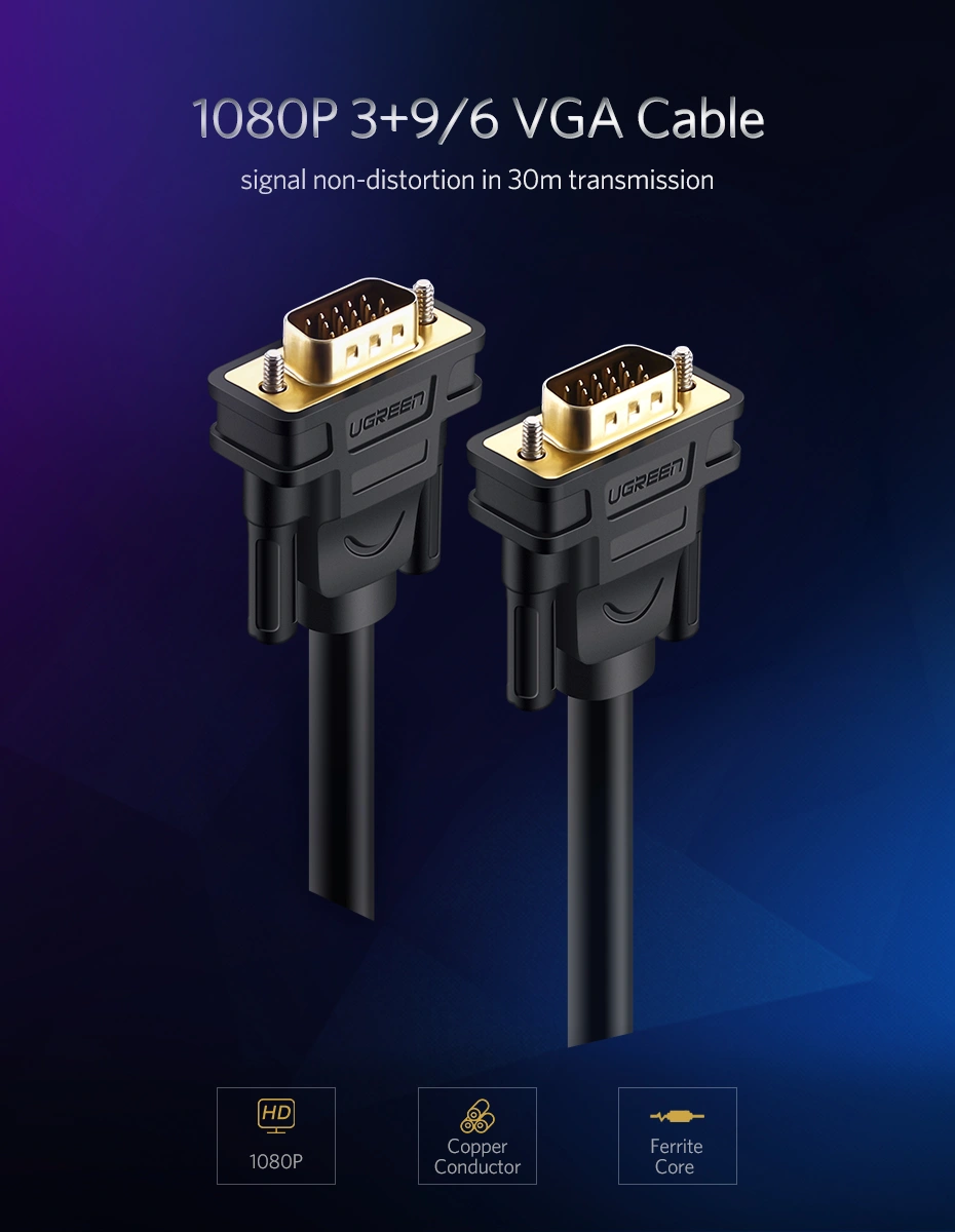 UGREEN VGA Male to Male Cable 1.5m (Black)