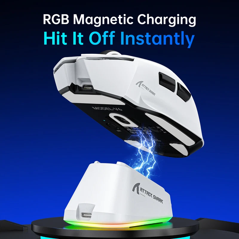 ATTACK SHARK V6 Ultra-Light Tri-Mode Gaming Mouse
