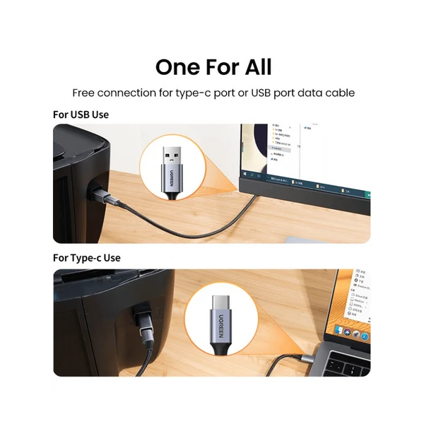 UGREEN 20120 USB-C Female to USB-B Male Printer Adapter – USB 2.0, Aluminum Case