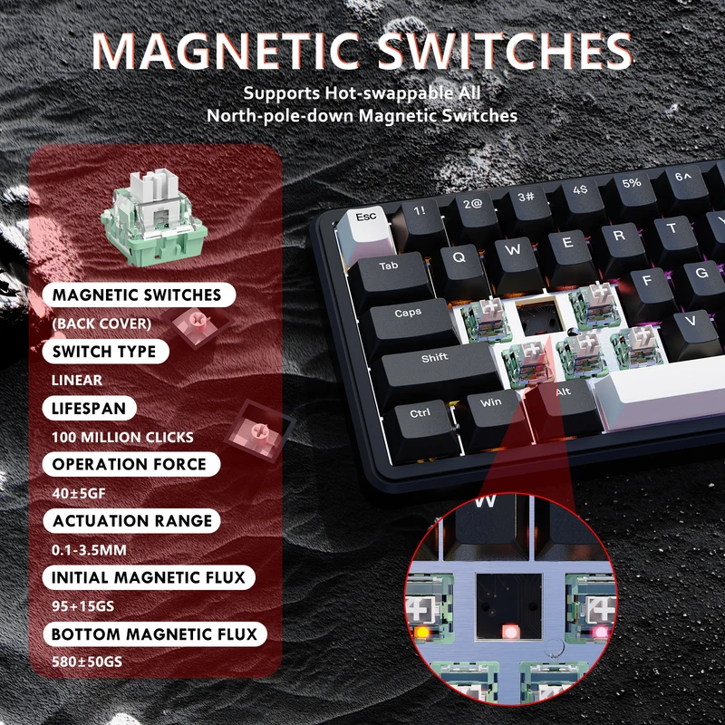 ATTACK SHARK X65 HE Magnetic Switch Rapid Trigger Keyboard - Black