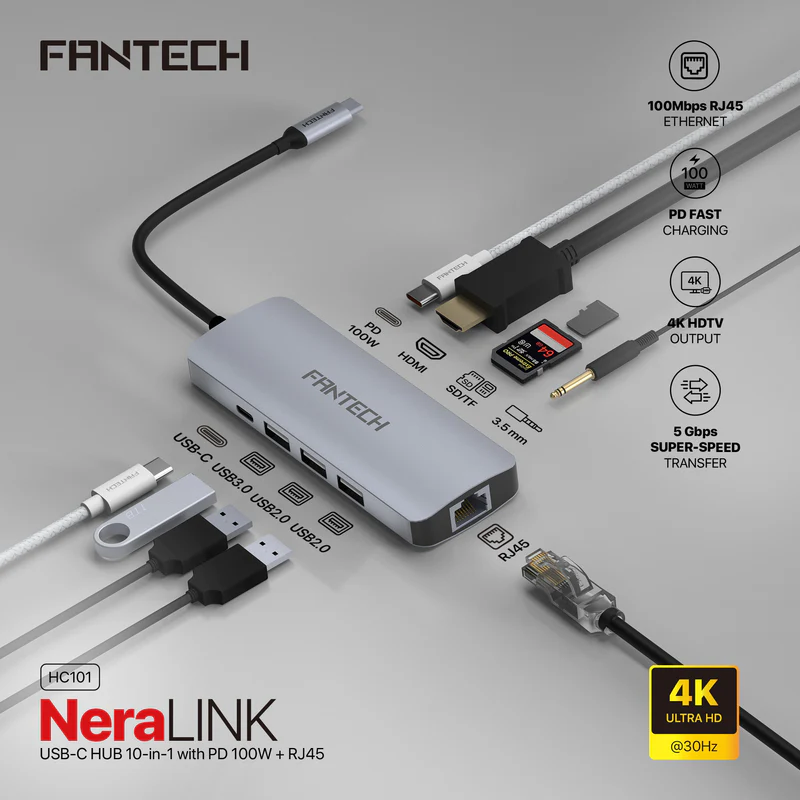 FANTECH HC101 NERALINK  USB-C HUB 10 IN 1