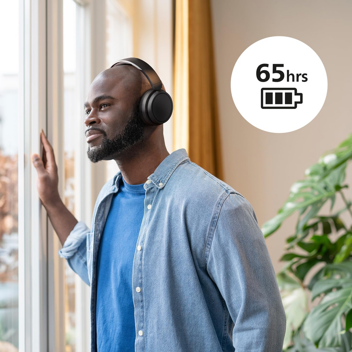 Philips TAH5209BK/97 Series 5000 On Ear Wireless Headphones Passive Noise Isolation - Black