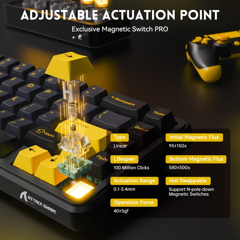Attack Shark X65HE Wired RGB Mechanical Keyboard Magnetic Switch - Starry Black