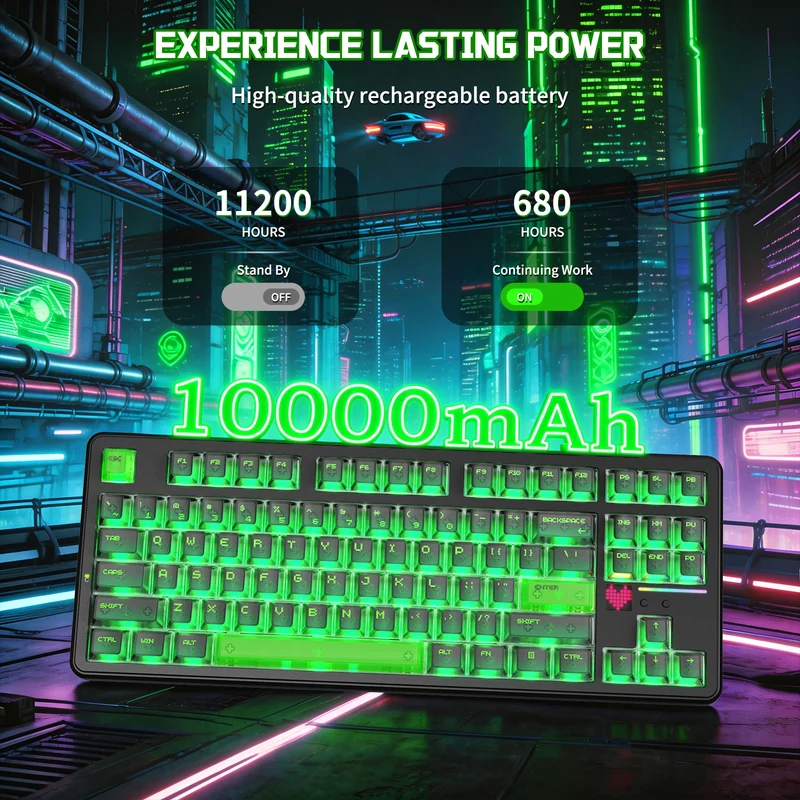 ATTACK SHARK X87 ULTRA Wireless Mechanical Keyboard With 8K Wireless Receiver (Shadow Jade)