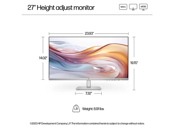 HP 527sh Series 5 27 inch FHD Height Adjust -  Monitor