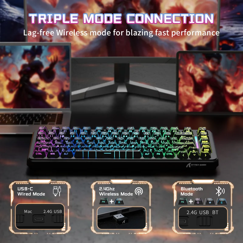 ATTACK SHARK X82 PRO HE Magnetic Switch Keyboard – Black Contour Line