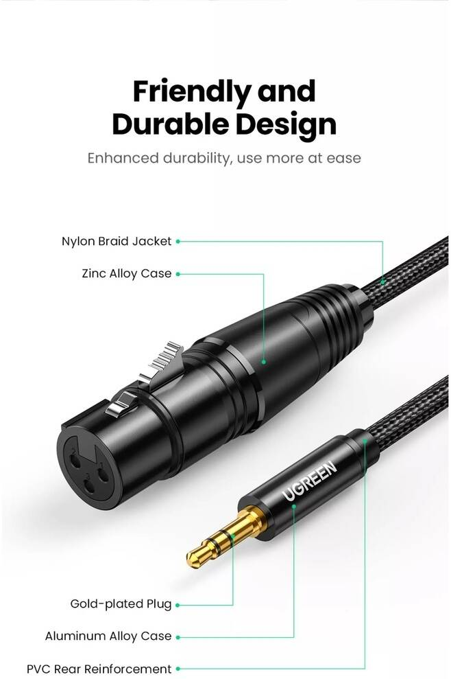 UGREEN 3.5mm Three-Pole Male to XLR Female Audio Cable 1m
