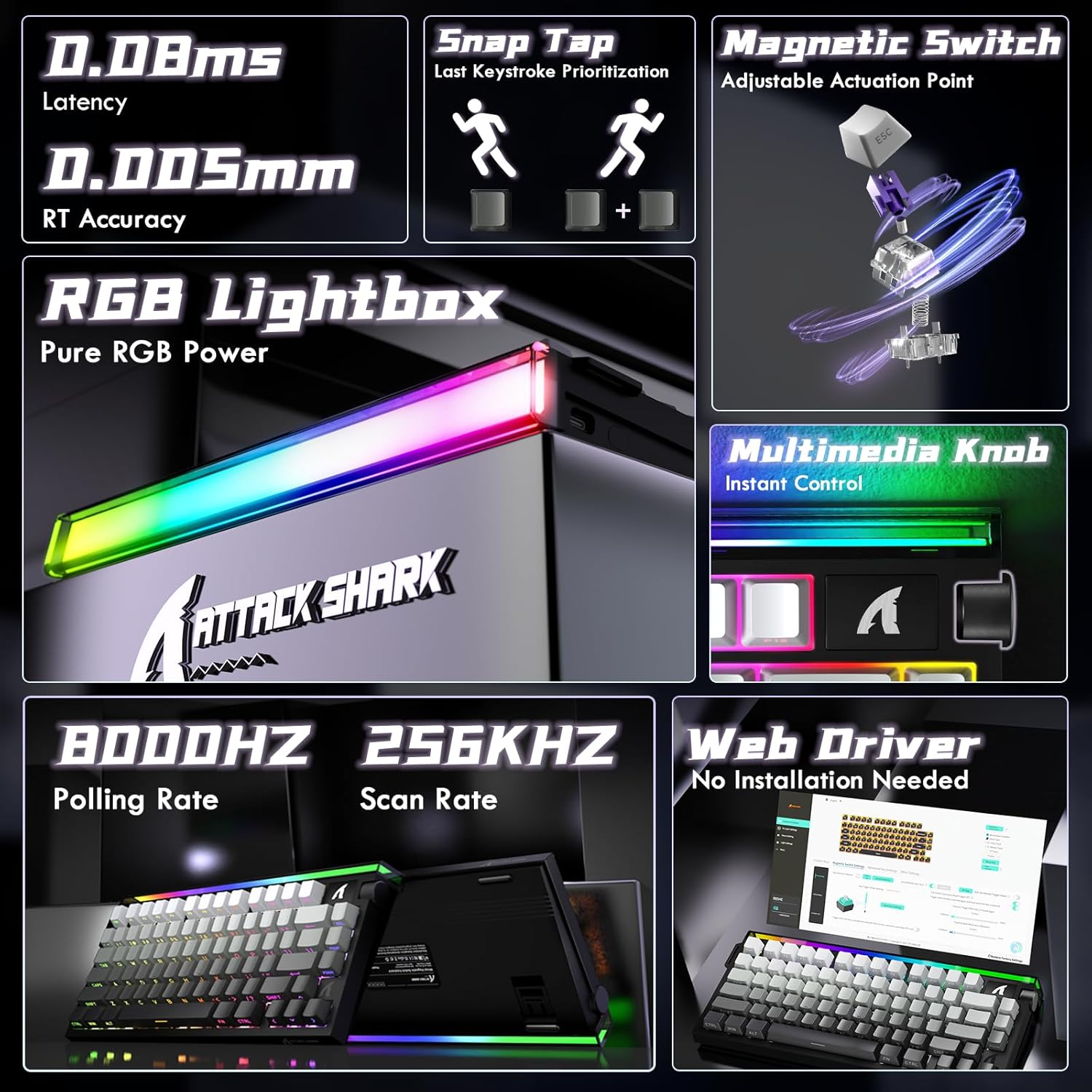 ATTACK SHARK R85 HE WIRD MAGNETIC SWITCH KEYBOARD MOONLIT NIGHT