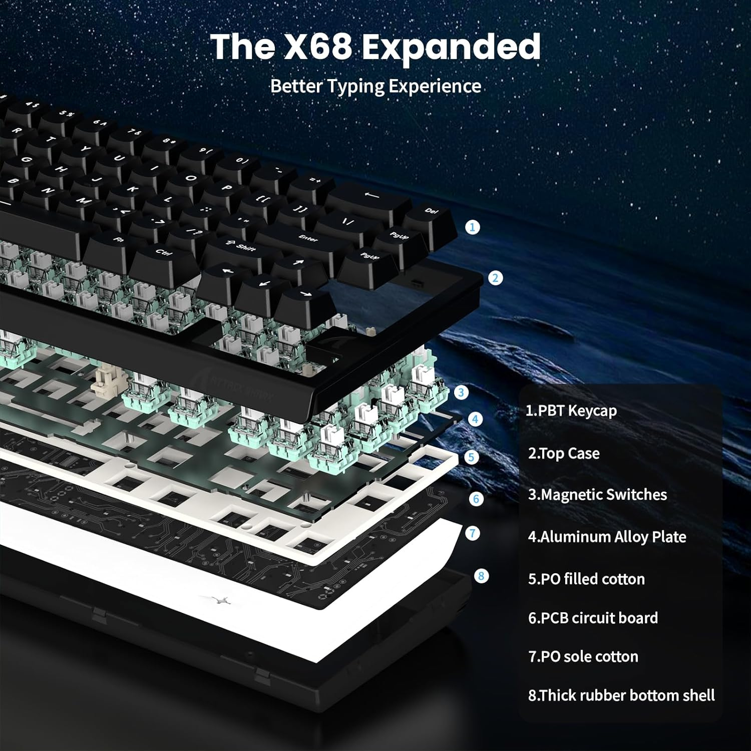 ATTACK SHARK X68 HE  MAGNITC SWITCH KEYBORAD BLACK