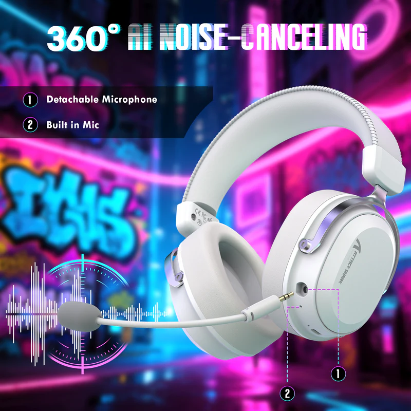 Attack Shark L30Pro Wireless Gaming Headset - Silver White
