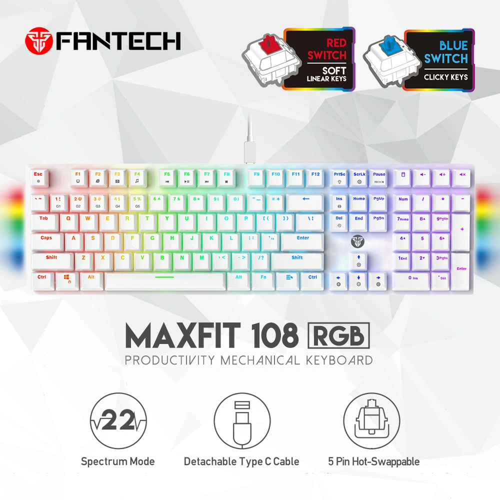 FANTECH MAXFIT 108 MK855 Mechanical Keyboard – White