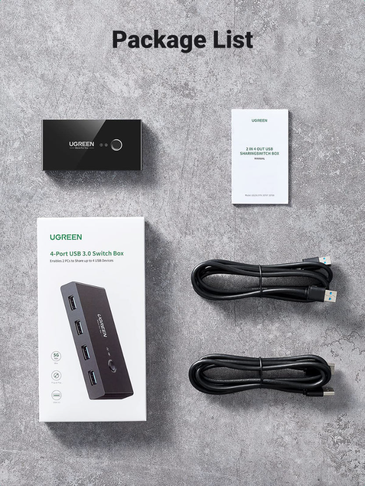 UGREEN US216 2 In 4 Out USB 2.0 Sharing Switch Box