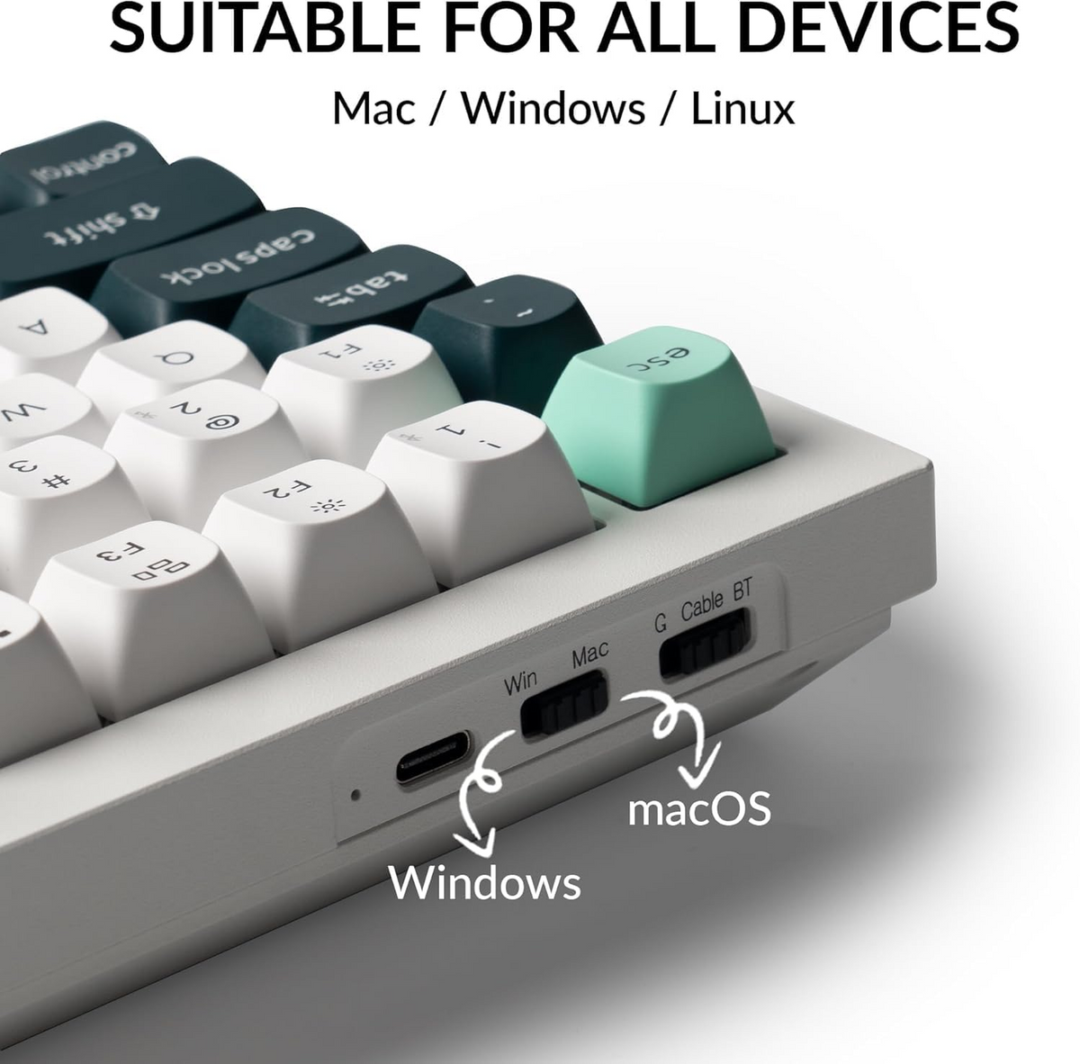KEYCHRON Q1 HE 75% WIRELESS MAGANTIC SWITCH (NEBULA LINEAR) KEYBOARD ARABIC