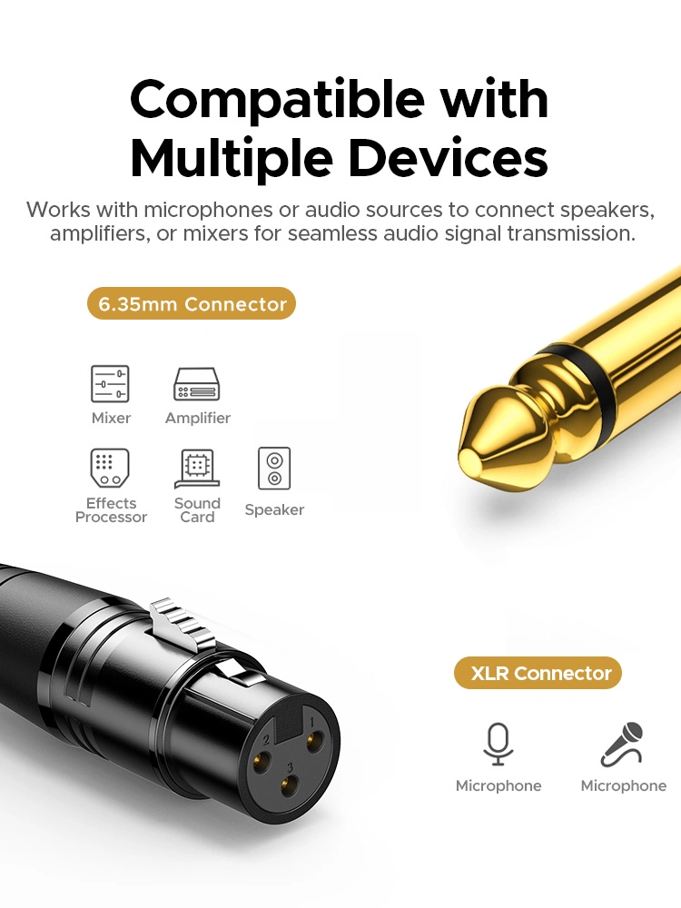 UGREEN 2 meter 6.35mm to Cannon Female AV Audio Cable (Black)