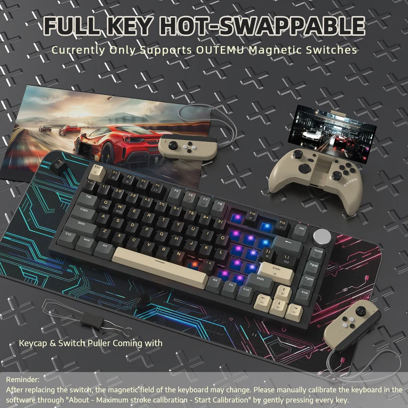ATTACK SHARK K85 Rapid Trigger Wired Keyboard Magnetic Switch Starry Black