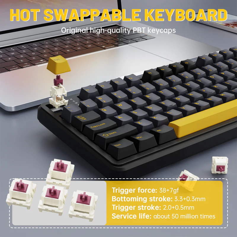 ATTACK SHARK X98 PRO Wireless RGB Linear Blueberry Switch  Gaming Keyboard / Star Black