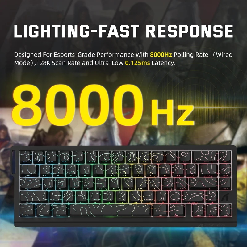 Attack Shark X68 Pro HE Tri-Mode Keyboard - Black contour line