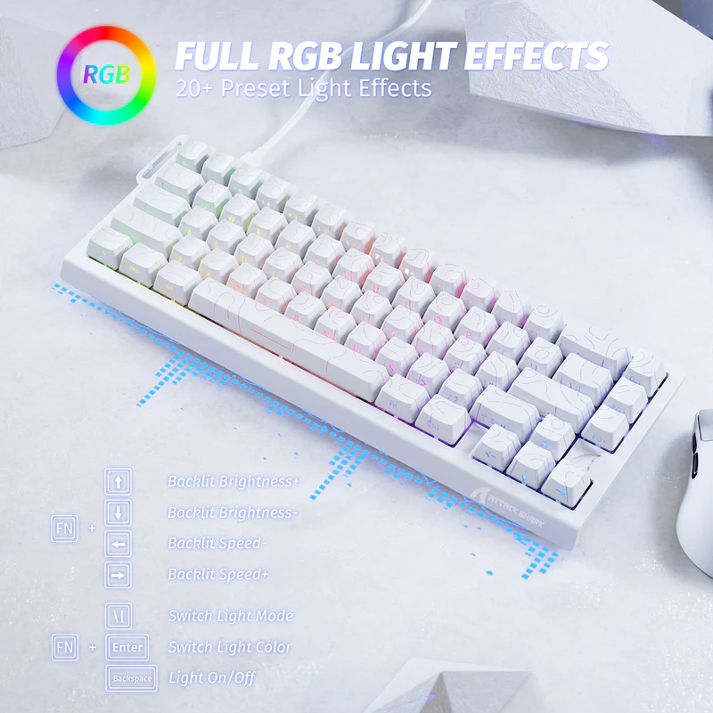ATTACK SHARK X68 HE  MAGNITC SWITCH KEYBORAD White Contours