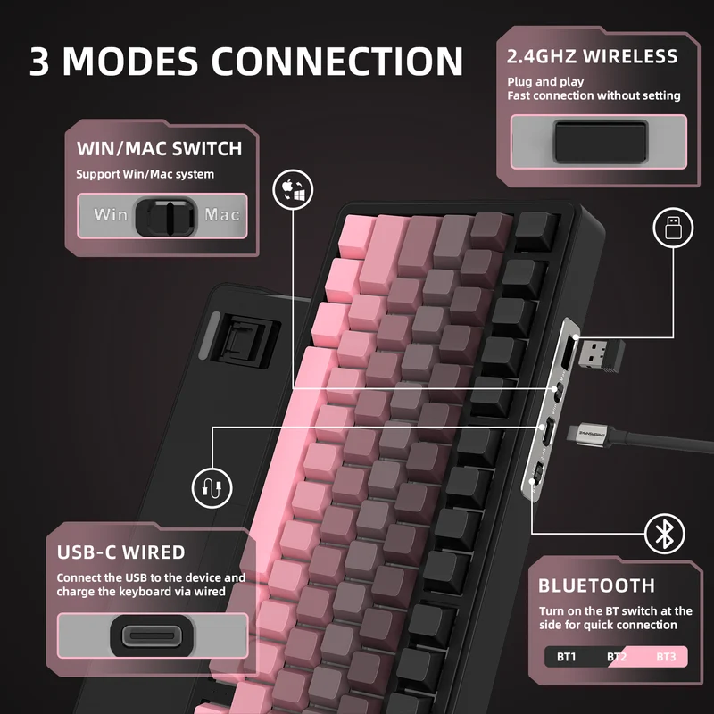 ATTACK SHARK X85 WIRELESS BLACK BERRY JADE SWITCH