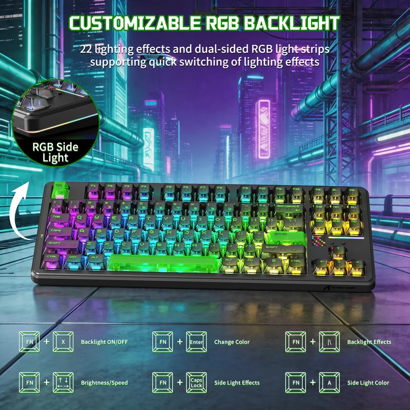 ATTACK SHARK X87 ULTRA Wireless Mechanical Keyboard With 8K Wireless Receiver (Shadow Jade)