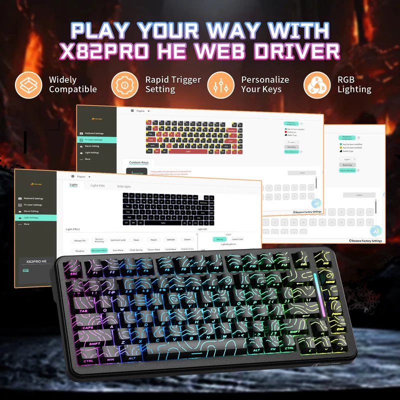 ATTACK SHARK X82 PRO HE Magnetic Switch Keyboard – Black Contour Line