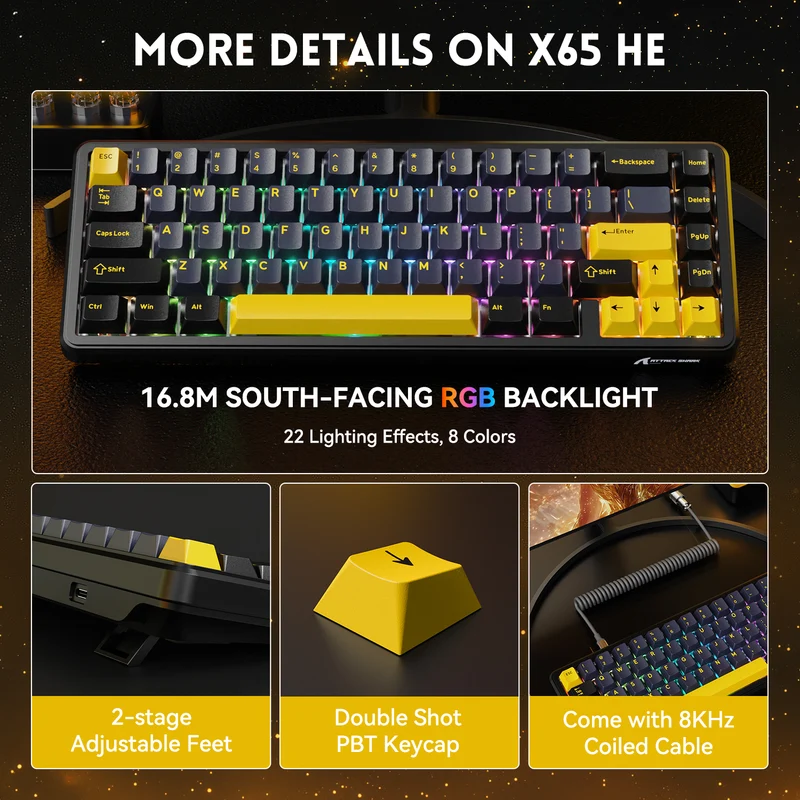 Attack Shark X65HE Wired RGB Mechanical Keyboard Magnetic Switch - Starry Black