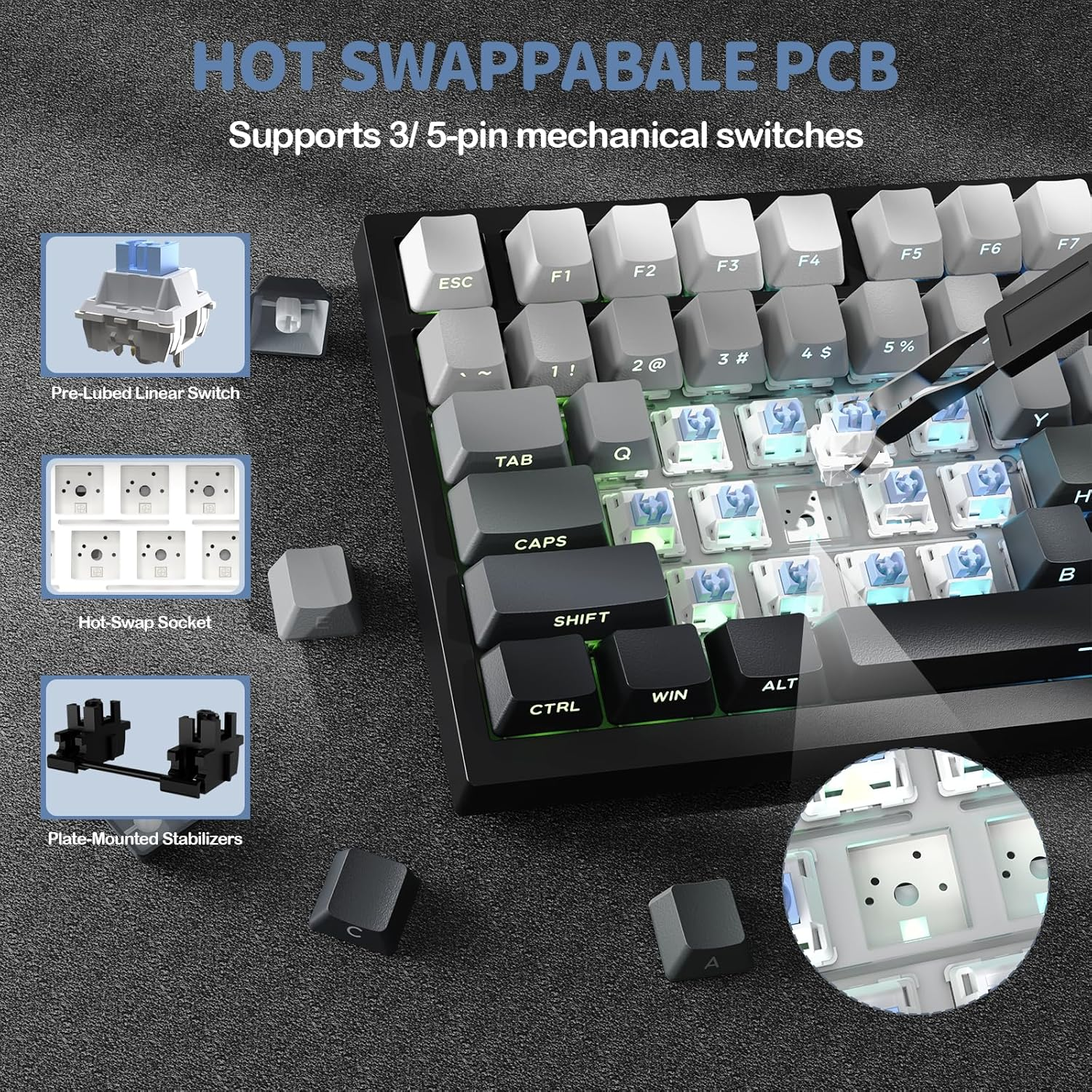 ATTACK SHARK X820Ultra Tri-mode Gasket Shark Switch Mechanical Keyboard - Moonlit Night