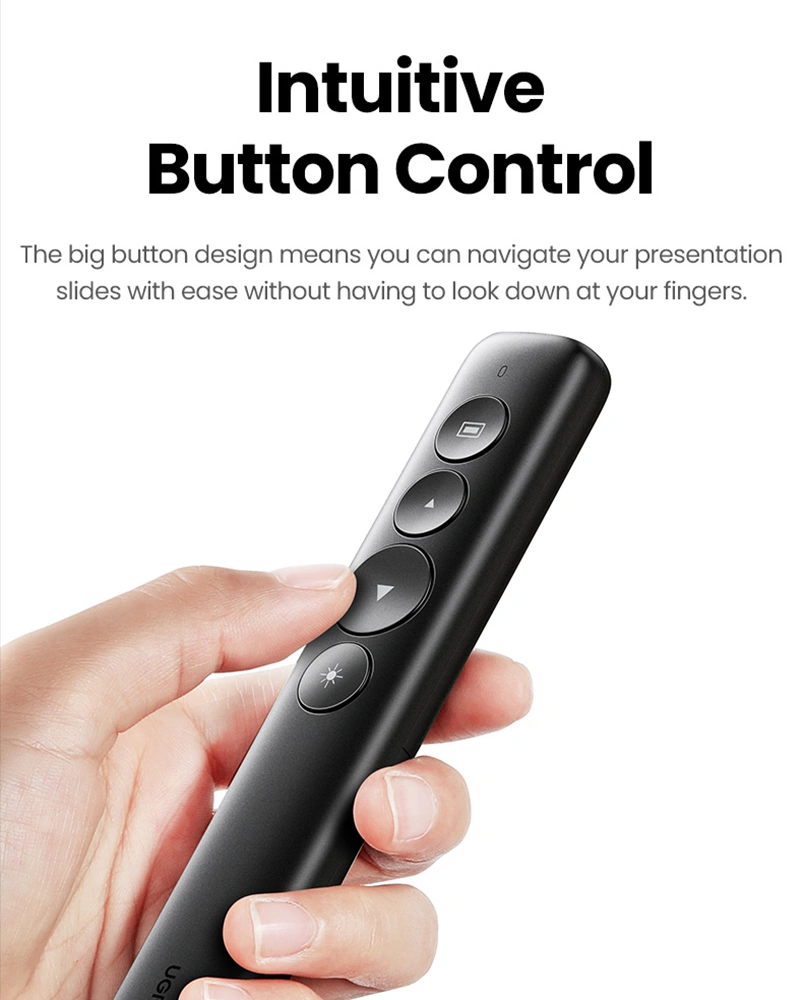 UGREEN Wireless Presenter With a AAA battery  *Control distance: 100 meters; *Laser distance: >200 meters;
