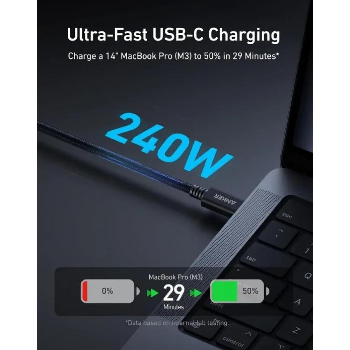 Anker Prime USB-C to USB-C Cable Thunderbolt 5 Cable Black