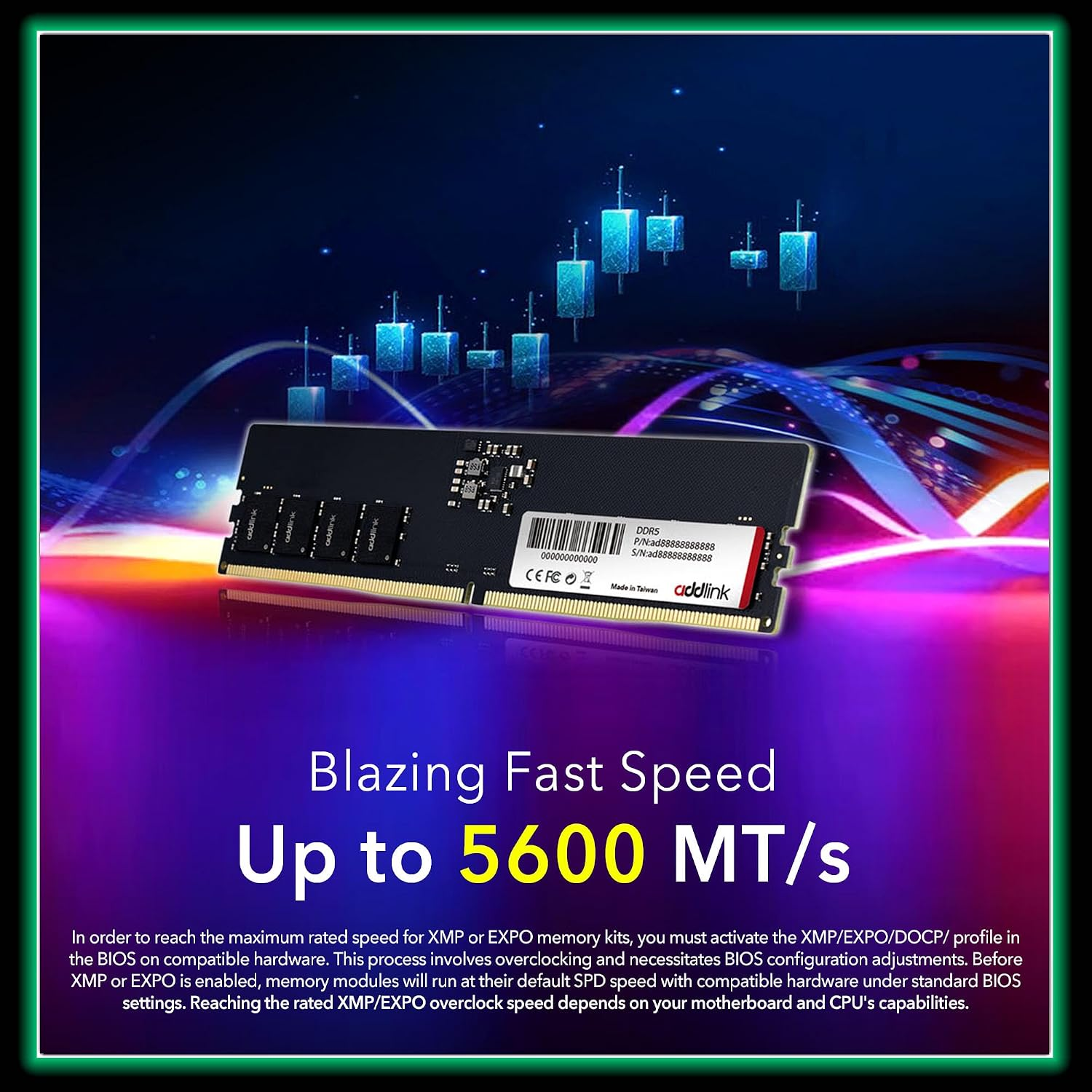 Addlink AddGame Spider P5 DDR5 RAM 16GB 5600MHz CL46 UDIMM 288-Pin 1.1V Single Rank Desktop Computer Memory Addlink AddGame Spider P5 DDR5 RAM 16GB 5600MHz CL46 UDIMM 288-Pin 1.1V Single Rank Desktop Computer Memory