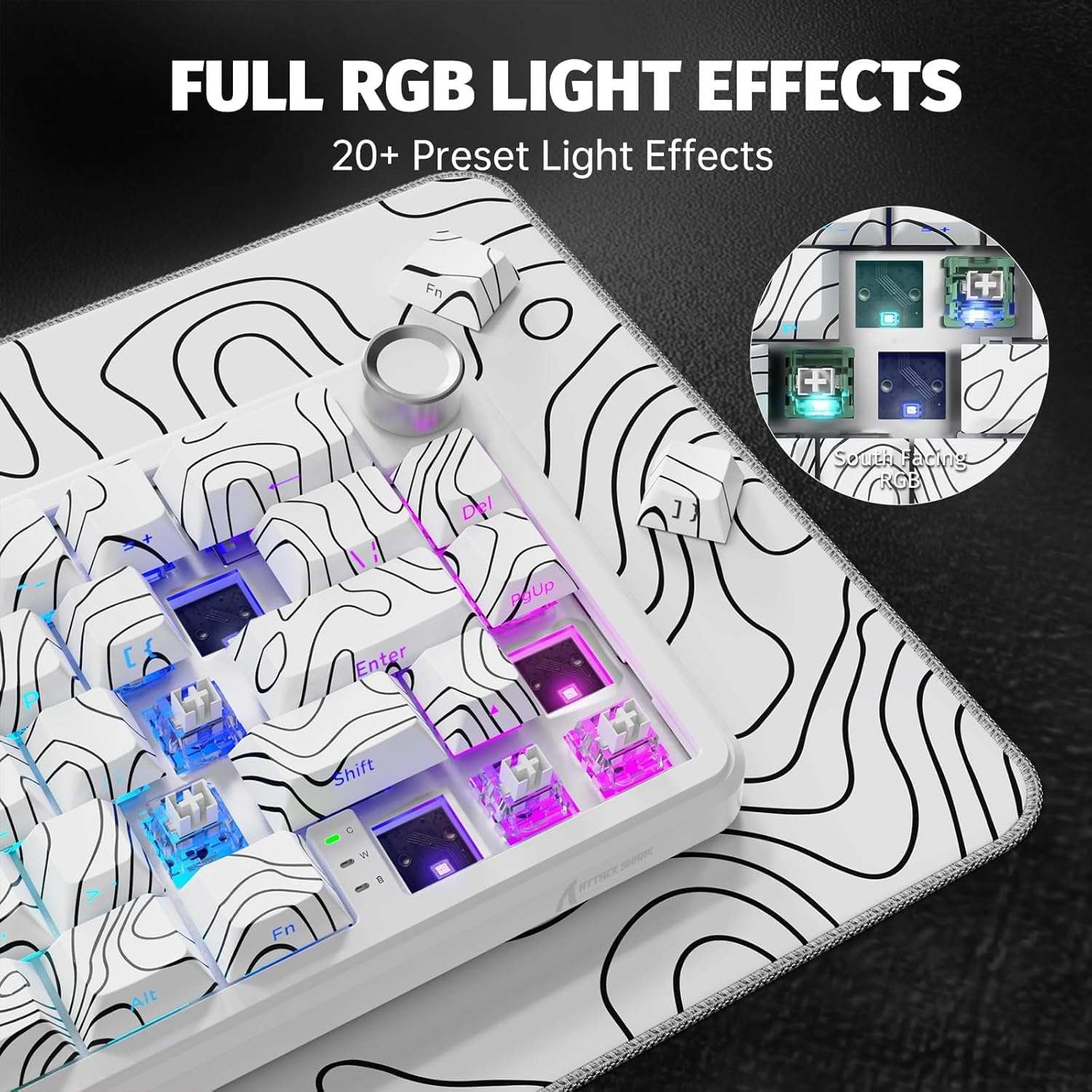 ATTACK SHARK X65 PRO HE MAGNETIC SWITCH KEYBORAD White Contours