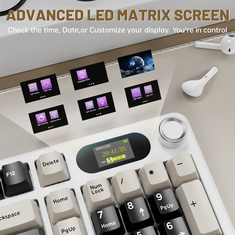 ATTACK SHARK X98 PRO Bluetooth & 2.4G Wireless & Wired KEYBOARD CHEES WHITE - BLUEBERRY SWITCH