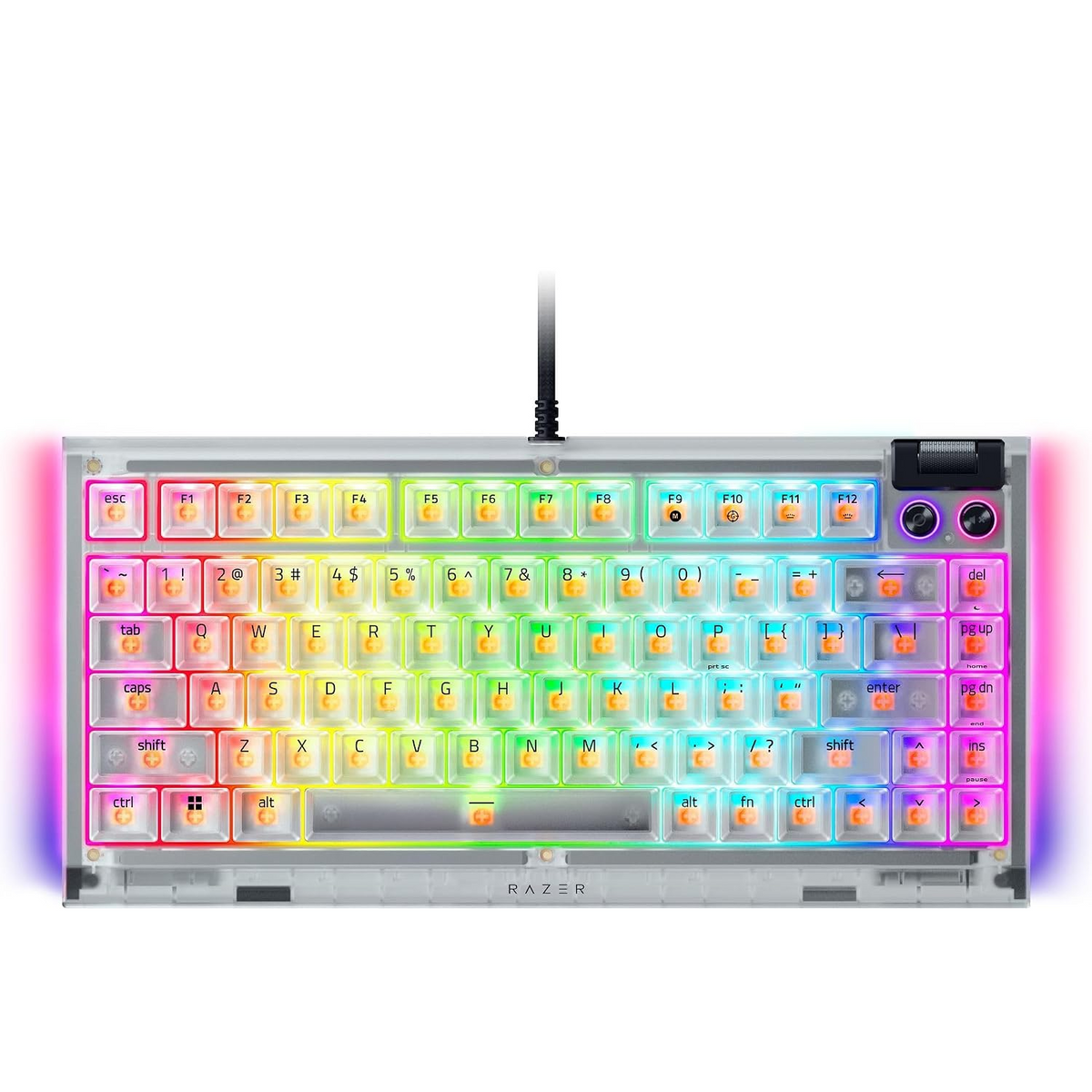 RAZER BLACKWIDOW V4 75%  HOT-SWAPPABLE MECHANICAL GAMING KEYBOARD PHANTOM WHITE