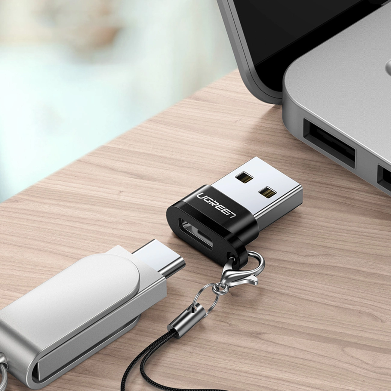 UGREEN US280 USB A Male to USB-C Female Adapter (Black)