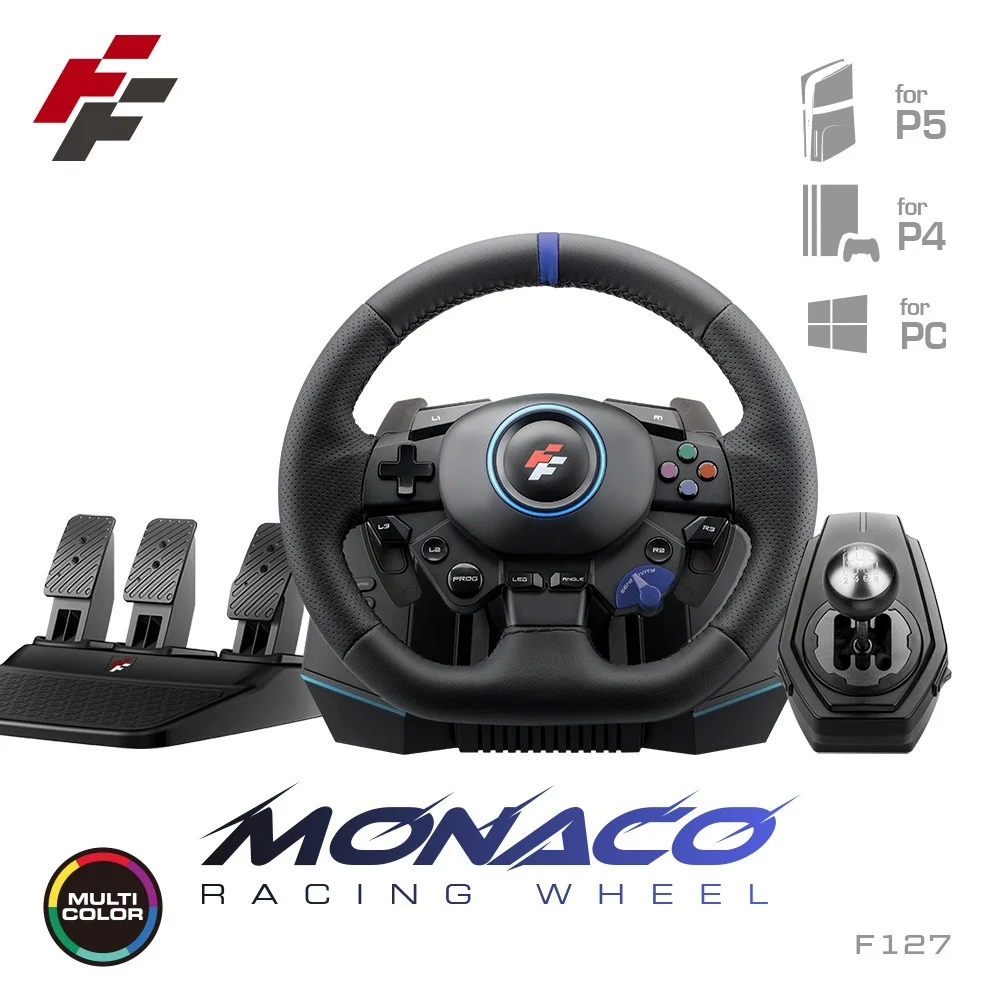FlashFire F127 Monaco Racing Wheel with Gearbox & Pedals For PC, PS4, PS5