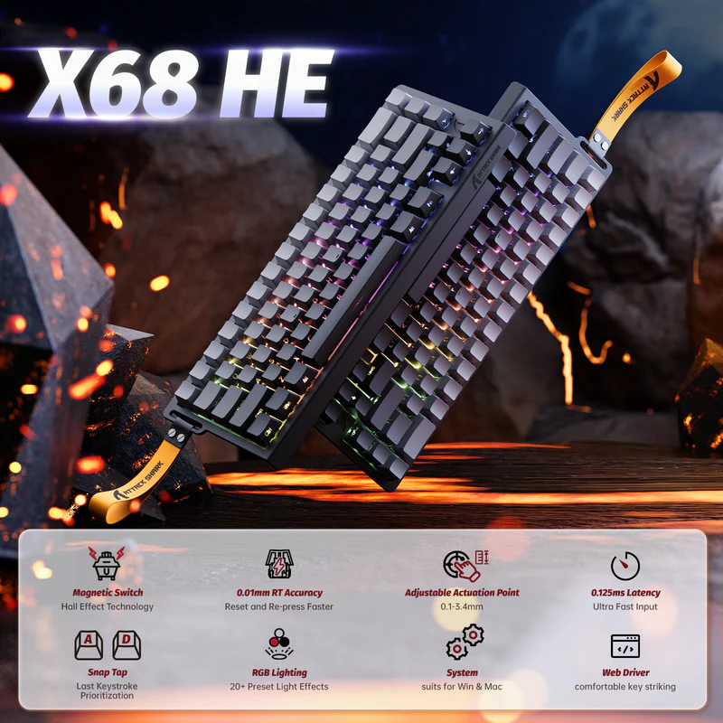 ATTACK SHARK X68 HE  MAGNITC SWITCH KEYBORAD MOONLIT NIGHT