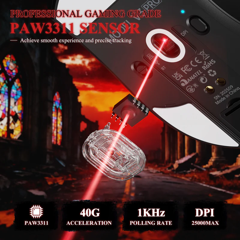 Attack Shark V3 Pro Wireless Mouse - White