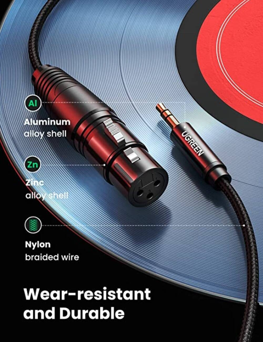 UGREEN 3.5mm Three-Pole Male to XLR Female Audio Cable 1m