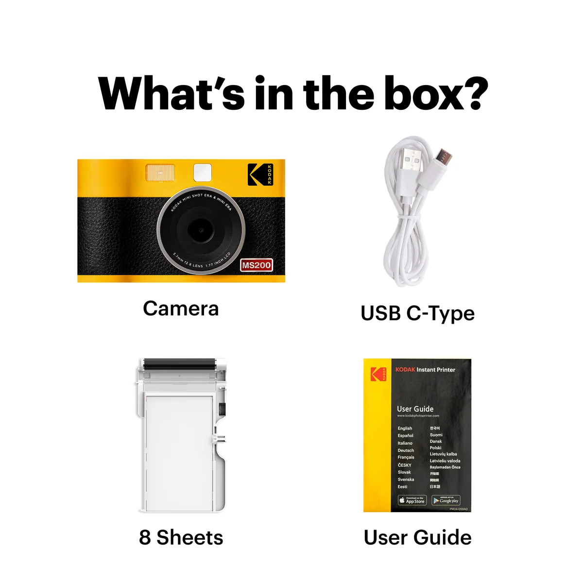 KODAK Mini Shot 2 Era 2.1x3.4 Inch MS200 Camera & Printer - Black