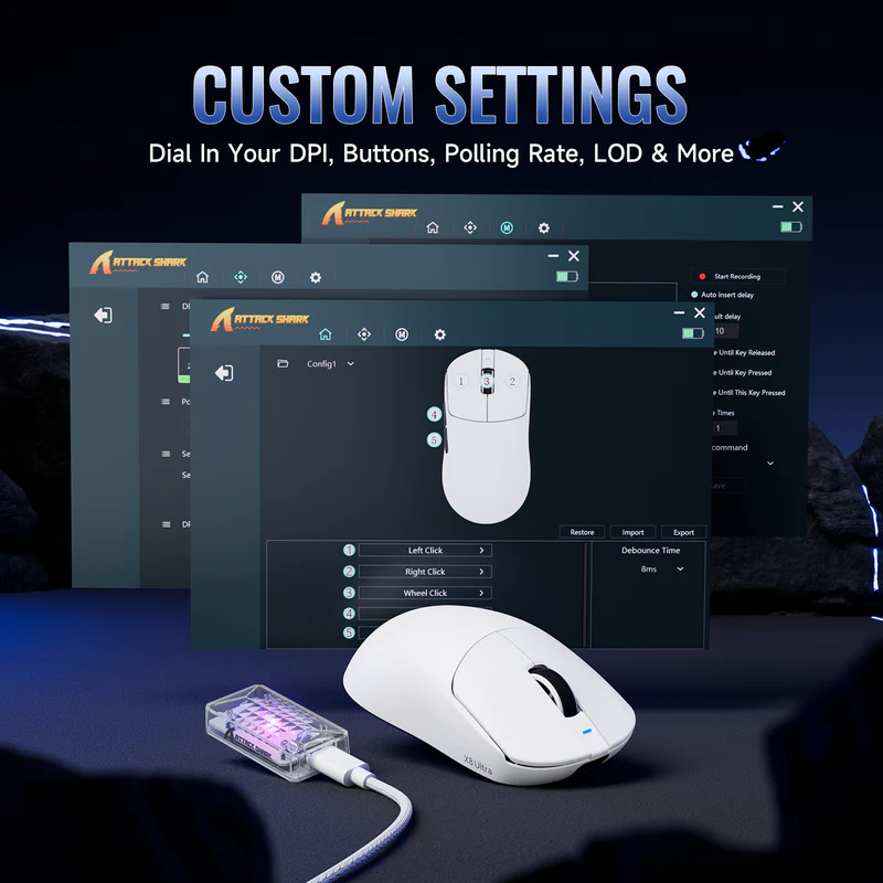 ATTACK SHARK X8 SE Wireless Gaming Mouse - White