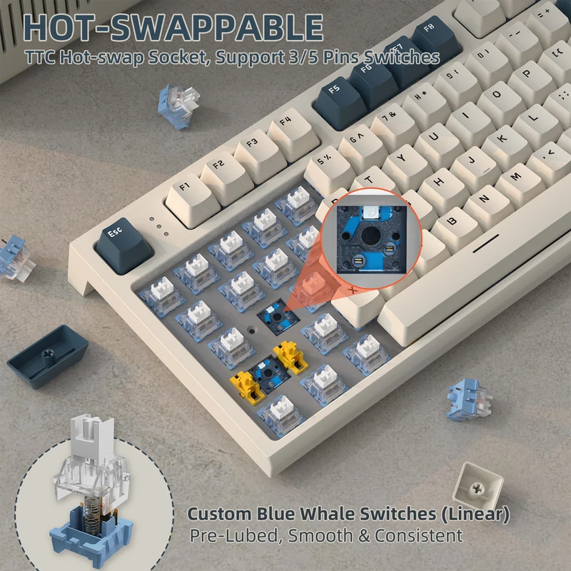 ATTACK SHARK K86 RGB KEYBORAD TIME MACHINE BLUE-WHALE SWITCH