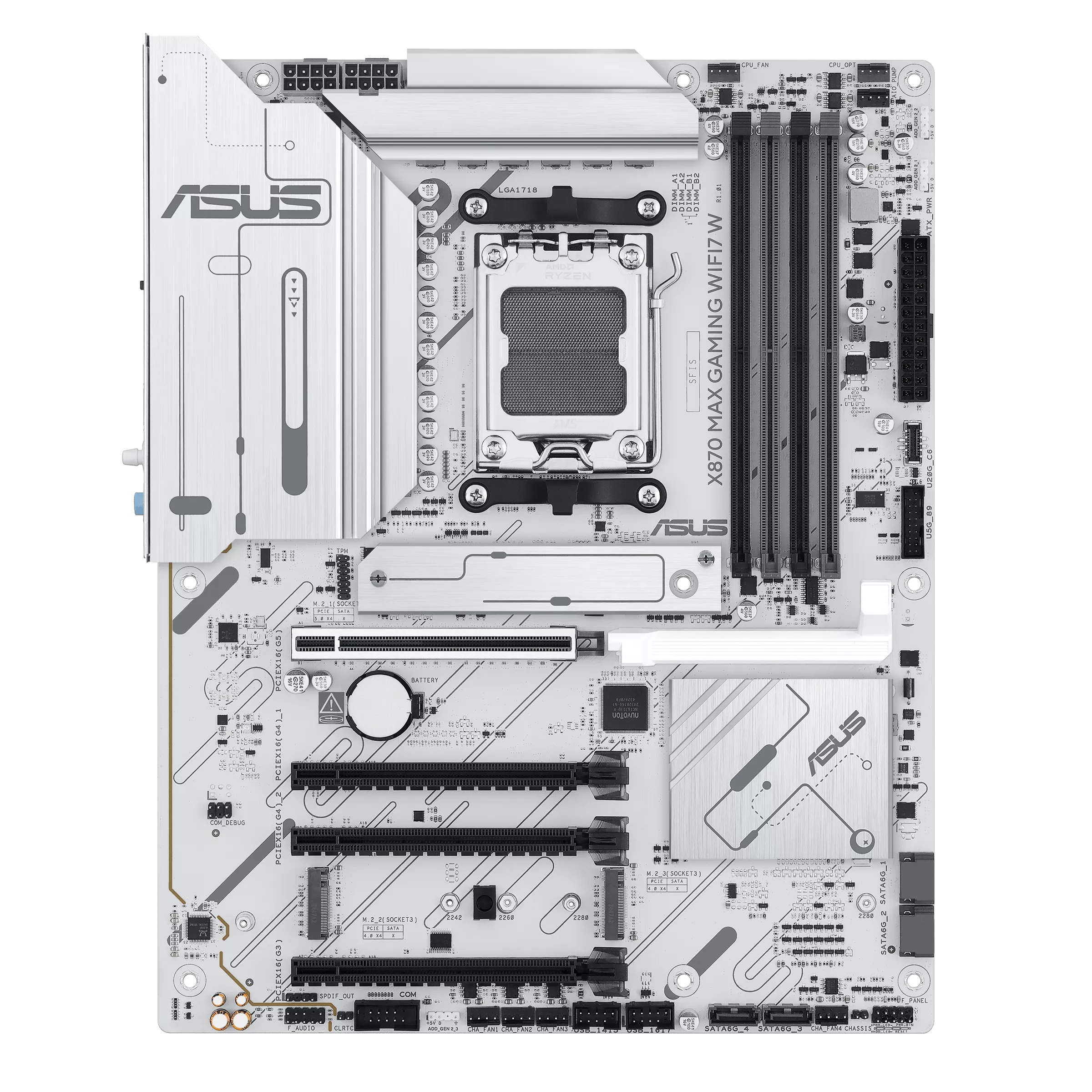 ASUS X870 MAX GAMING WIFI7 WHITEAMD X870 Socket AM5 ATX MOTHERBOARD