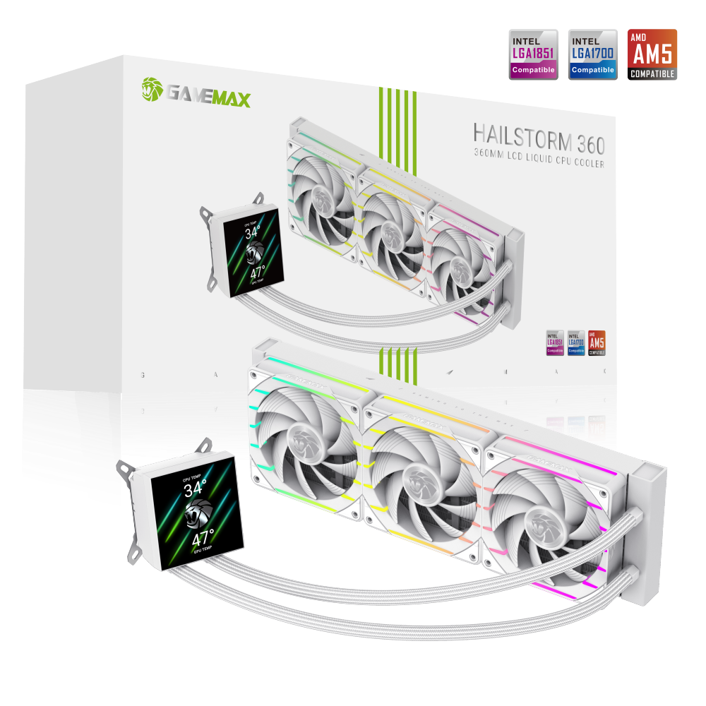 GAMEMAX HAILSTORM 360 LCD WHITE LIQUID COOLING