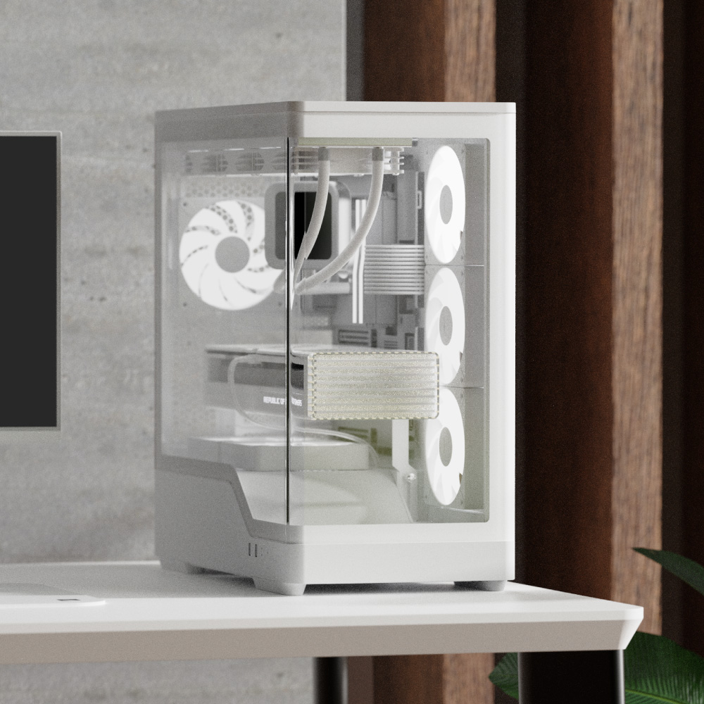 AEROCOOL P500A  ATX Mid Tower GAMING CASE - WHITE