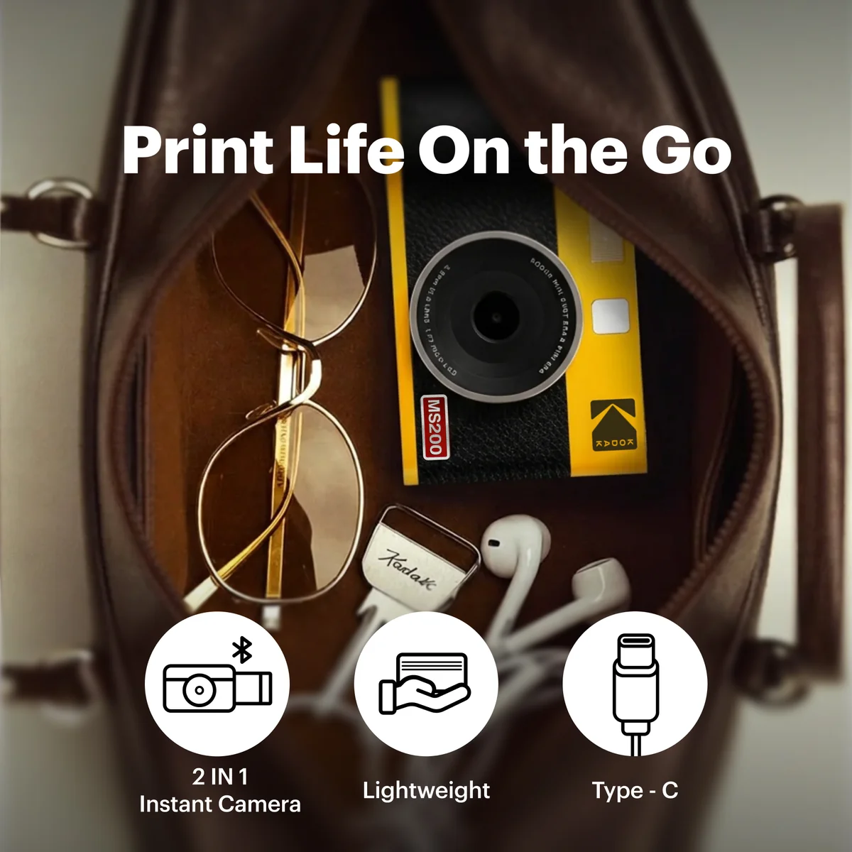 KODAK Mini Shot 2 Era 2.1x3.4 Inch MS200 Camera & Printer - Black
