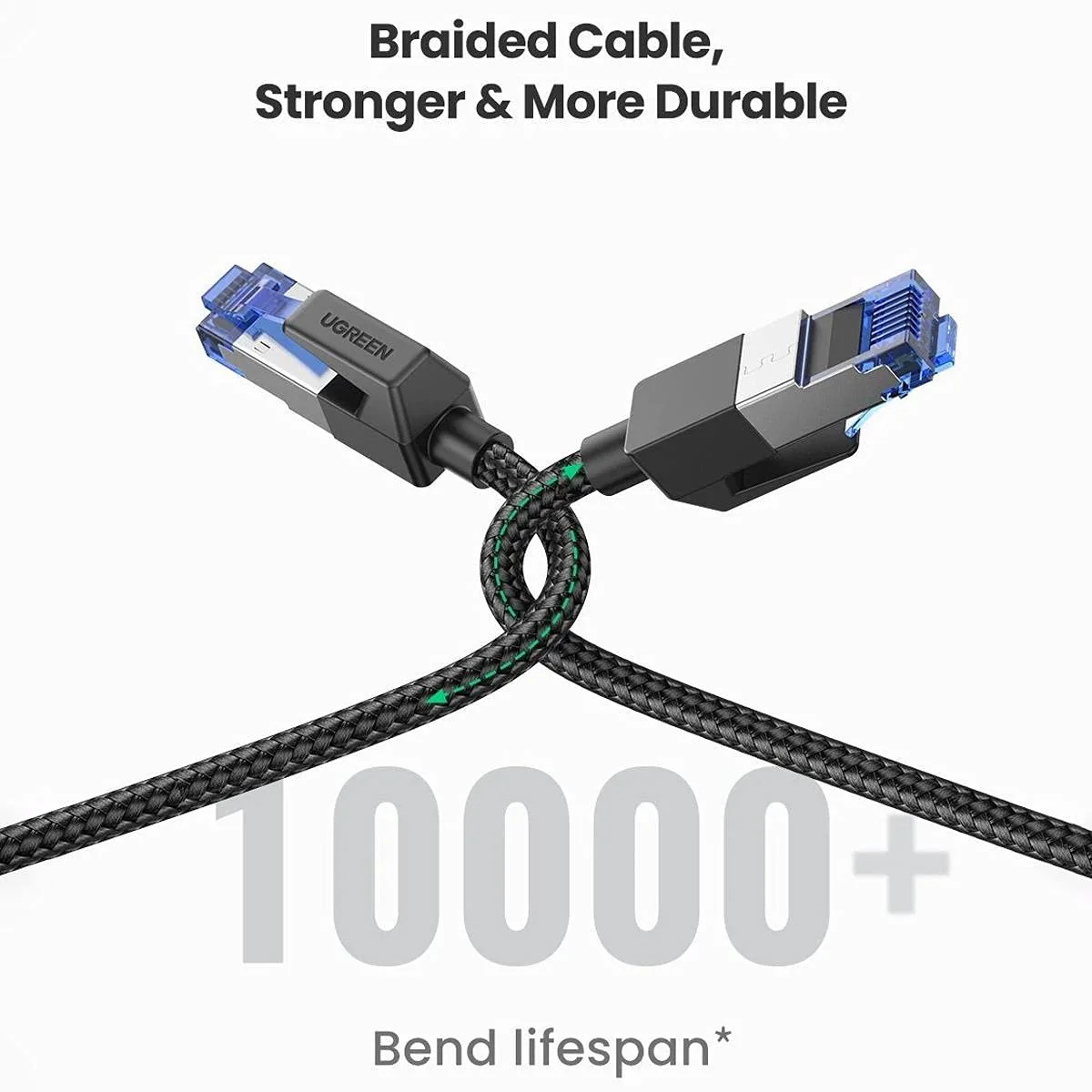 UGREEN NW153 Cat8 Pure Copper Ethernet Cable Braided (Black)