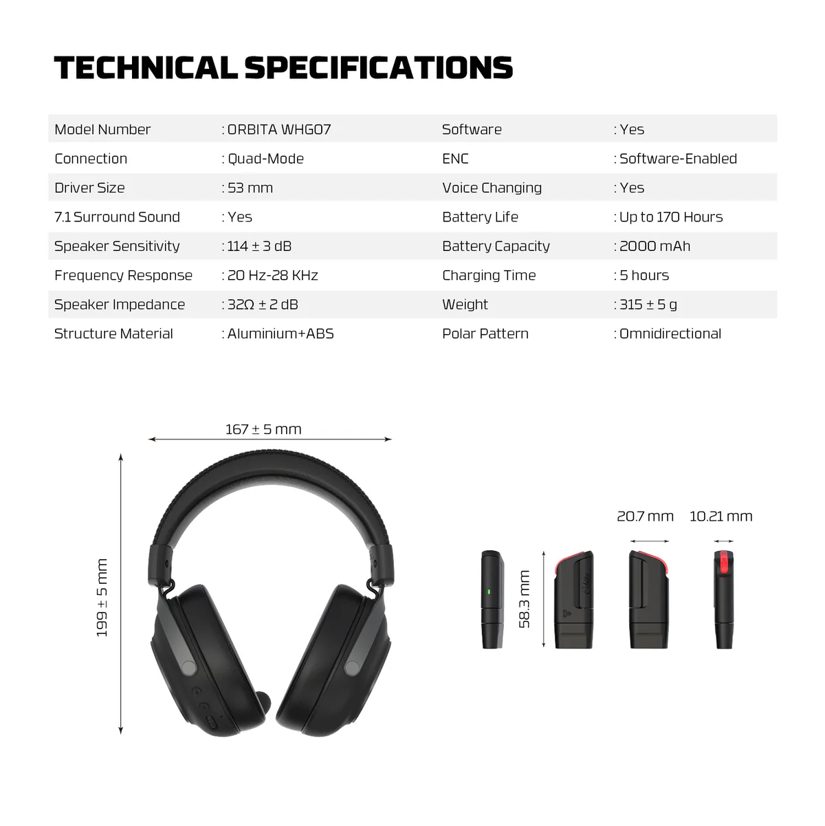 FANTECH ORBITA WHG07 WIRELESS TRI MODE BLACK GAMING HEADSET