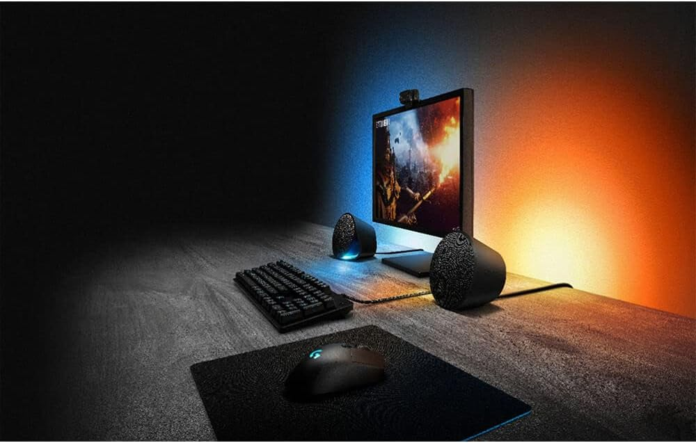 Logitech G560 PC Gaming Speaker System with 7.1 DTS:X Ultra Surround Sound, Game Based LIGHTSYNC RGB, Two Speakers and Subwoofer, Bluetooth, USB, Immersive - Black