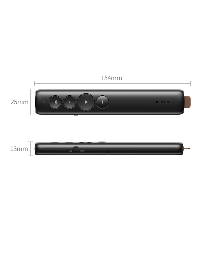 UGREEN Wireless Presenter With a AAA battery  *Control distance: 100 meters; *Laser distance: >200 meters;